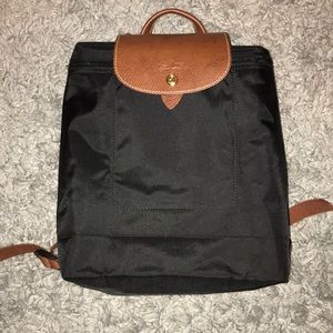 Black Longchamp Le Pliage backpack